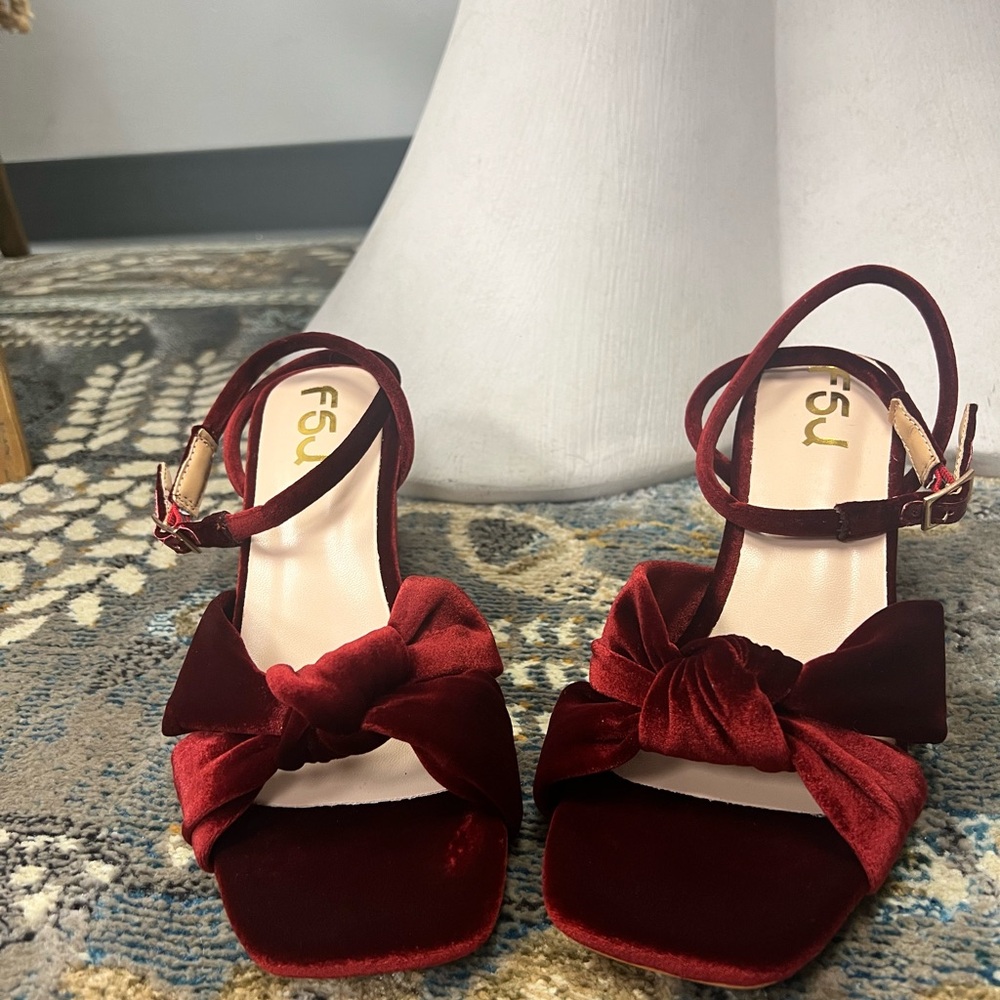 FSJ Red Velvet Sandals